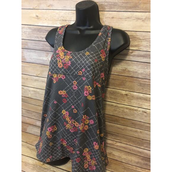 LOLE Womens Tank Top Size Small Gray Floral Razor Back Shirt Workout Running Fit - Picture 10 of 12